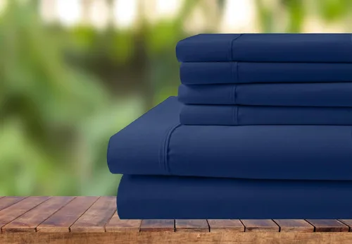 Vista 8 de Juego de ropa de cama de 6 piezas, juego de sábanas de algodón de 1000 hilos, bolsillo extra profundo de 28 pulgadas, tejido satinado nítido y Negro