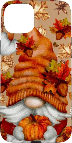 Vista 9 de Brown Fall Themed Gnome Pumpkin Cute Pattern Autumn Leaves Case for iPhone 16
