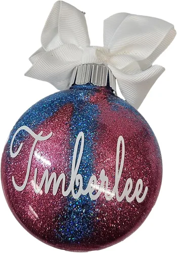 Vista 21 de Adorno de Navidad personalizado relleno de purpurina hecho a medida, regalo ideal para fiesta de intercambio de regalos de oficina (Aqua)