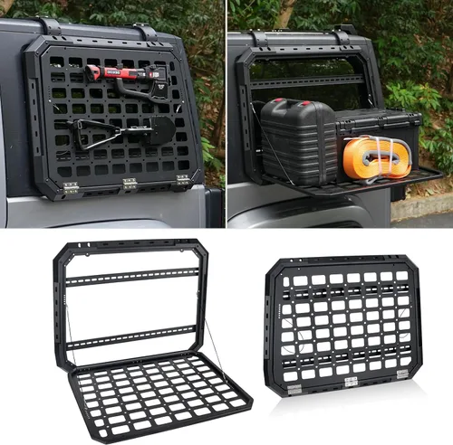 Vista 10 de FURYENGRAVER Kit de panel lateral MOLLE para ventana trasera con almacenamiento, decoración protectora para la ventana trasera para Jeep Wrangler