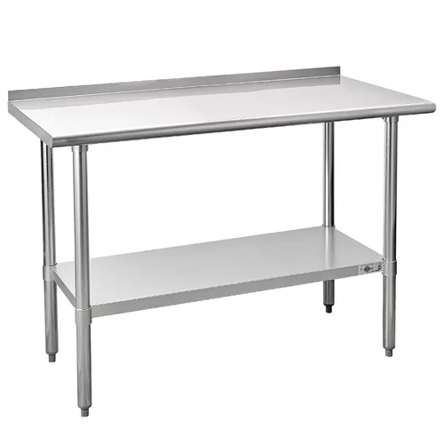 Vista 21 de Profeeshaw mesa de trabajo, de uso comercial, de acero inoxidable NSF con protector contra salpicaduras y estante inferior, para cocina, restaurante