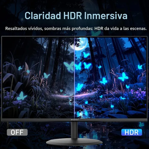 Vista 4 de SANSUI - Monitor de 22 Pulgadas 120Hz, Monitor de Computadora FHD con Relación de Contraste 4000:1 con Sincronización Adaptativa, HDR 100% sRGB