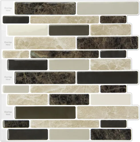 Vista 10 de WOWSTAR - 10 hojas de azulejos blancos para salpicaduras de cocina que se despegan y pegan, azulejos adhesivos de aspecto mármol para cocina, 30,5 x
