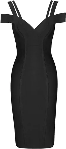 Vista 5 de whoinshop Vestido sexy de rayón con cuello en V para mujer, para discoteca