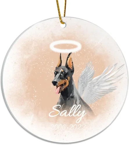 Vista 12 de Personalized Acrylic Pet Memorial Ornament, Acrylic, English Setter Hanging Keepsake, Dog Remembrance Ornament, Dog Gifts, Dog Angel Wings Ornament