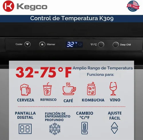 Vista 5 de Kegco K309SS-2 Kegerator digital de acero inoxidable de doble grifo de 61 cm de ancho
