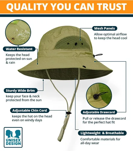 Vista 4 de GearTOP Wide Brim Sun Hat for Men & Women, UPF 50+ Fishing Hat with Detachable Neck Flap & Face Cover Gardening Boonie Sunhat