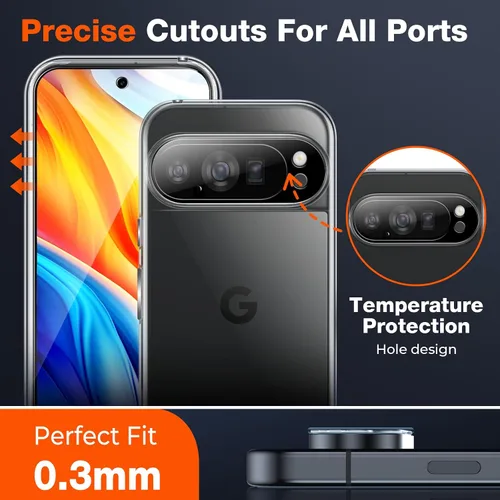 Vista 7 de LK Paquete de 2 protectores de pantalla para Google Pixel 10 Pro XL + Paquete de 2 protectores de lente de cámara, ajuste para recortes de lente