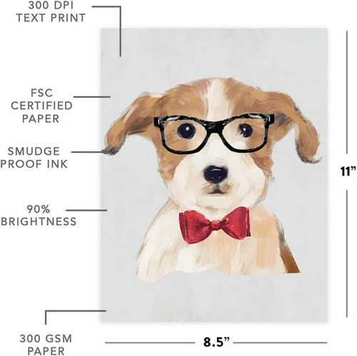 Vista 25 de Andaz Press Póster impreso para pared de perro, 8.5 x 11 pulgadas, Bulldog inglés con gafas negras, 1 paquete, regalo de cumpleaños de Navidad, sin