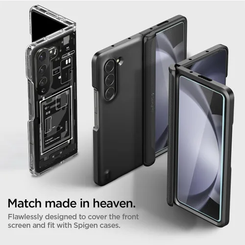 Vista 4 de Spigen GlasTR EZ FIT - Protector de pantalla de vidrio templado para Galaxy Z Fold 5 9H Hardness Tempered Glass, Easy Installation Kit