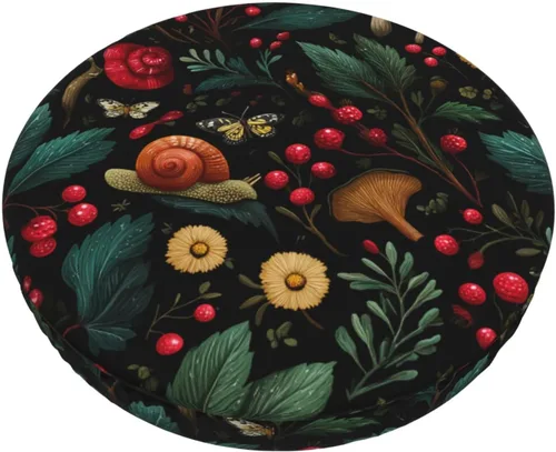 Vista 8 de Ouqiuwa Funda redonda para taburete de bar con diseño de mariposa, diseño de gato, color negro Reloj Gato Negro Mariposa