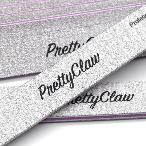 Vista 6 de PrettyClaw 10 limas de uñas profesionales de grano 100/100, limas de uñas acrílicas de cebra centro de plástico, tablero de esmeril de cebra