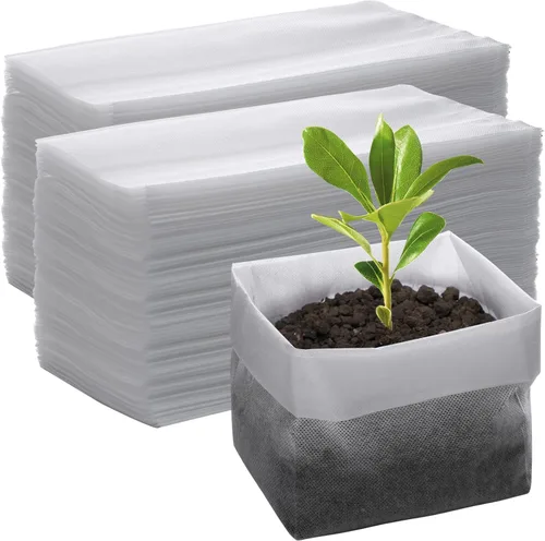 Vista 8 de GREANER 200 bolsas de vivero de plantas, 3.5 x 4.7 pulgadas, bolsas de cultivo de plantas de tela biodegradable no tejida, macetas de plantas