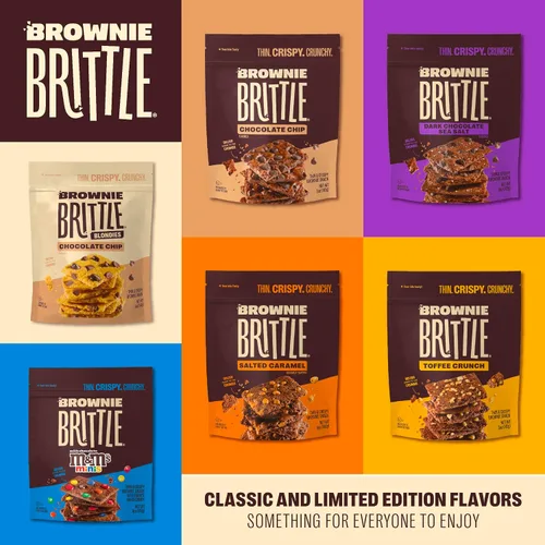 Vista 6 de Brownie Brittle – M&M’S Minis Galletas delgadas y crujientes dulces (Paquete de 6, 4 onzas), rico postre de bocados de brownie gourmet