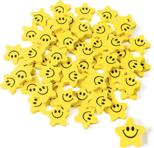 Vista 8 de Haooryx Colorful Happy Face Erasers, 60Pcs Mini Pencil Rubber Erasers Bulk