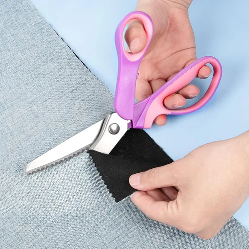 Vista 2 de Tijeras dentadas para corte de tela, tijeras en zigzag, tijeras para álbumes de recortes con borde decorativo para adultos, ideales para muchos