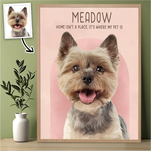 Vista 10 de 39HABORA Póster de lienzo personalizado con retrato de mascota a partir de foto, pintura en acuarela, arte de pared personalizado con retrato