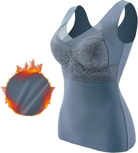 Vista 2 de Camisas térmicas para mujer, con forro polar, sin mangas, camisola elástica, capa base, chaleco cálido, ropa de invierno