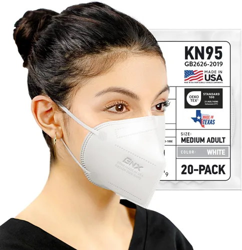 Vista 13 de AccuMed BNX KN95 Face Masks Made in USA (Adult Large, Adult Medium, Kids Small) (Earloop) (Model: E95/E95M/E95S)