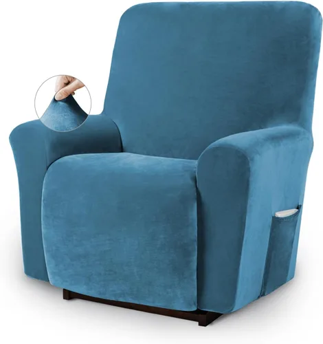 Vista 16 de Asnomy Fundas para Silla Reclinable Lazy Boy con Bolsillos, Fundas Elásticas de Terciopelo para Sofá, Fundas de 1 Pieza para Muebles, Protector