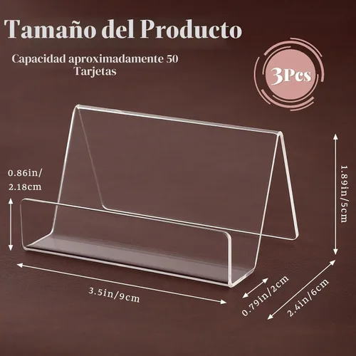 Vista 2 de 3 soportes acrílicos para tarjetas de visita para escritorio, soporte para tarjetas de presentación de escritorio, soporte transparente