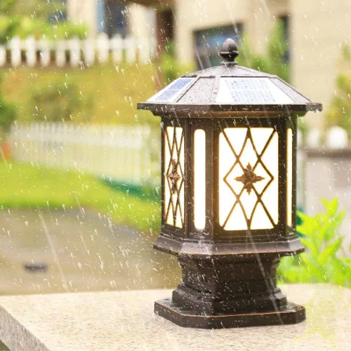 Vista 4 de Luces de poste para exteriores, estilo chino, poste de valla solar, para exteriores, hogar, puerta, poste de luz IP55, impermeable, para jardín
