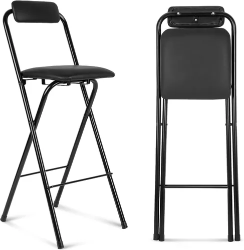 Vista 11 de Thyle 1 pieza de taburete de bar plegable con respaldo, taburete alto plegable portátil, silla de bar plegable de altura de encimera, asiento