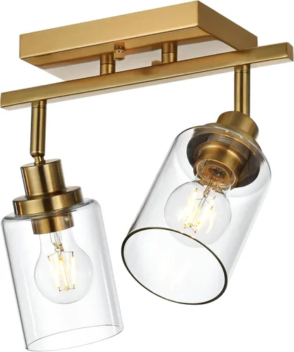 Vista 20 de MELUCEE Kit de Iluminación de Riel de 4 Luces, Luminarias de Latón para Tocador de Baño con Cabezal de Riel Ajustable, Lámpara de Techo Tipo Foco