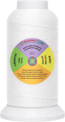 Vista 51 de Mandala Crafts Airforce Blue Tex 70 - Hilo de poliéster para tapicería 1500 Yds T70 UV Resistant Strong Thread for Leather Sewing, Marine