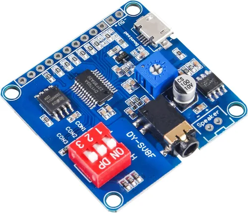 Vista 4 de 2 unids placa de módulo de reproducción de voz reproductor de MP3 Módulo de voz de música, 5W 64MBit Flash Serial Control SD/TF Tarjeta IO