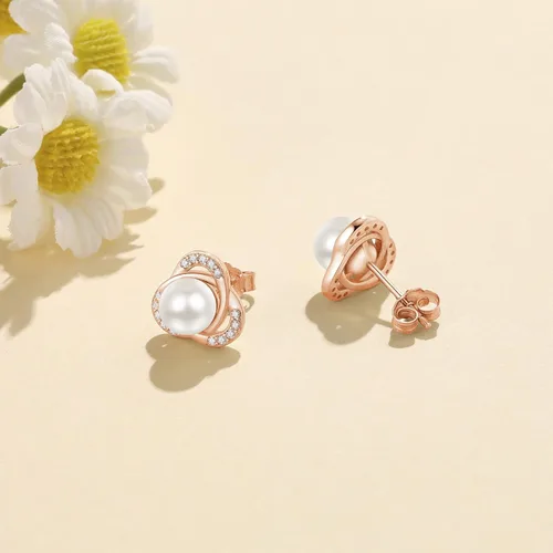 Vista 2 de AENEAS Pearl Stud Earrings for Women Sterling Silver Cultured Pearl Studs Earrings Jewelry Gifts for Women Mom Wife