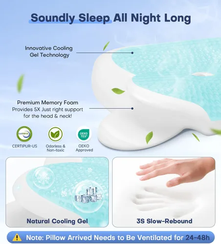 Vista 10 de Almohada de espuma viscoelástica de gel de enfriamiento 2026, almohada