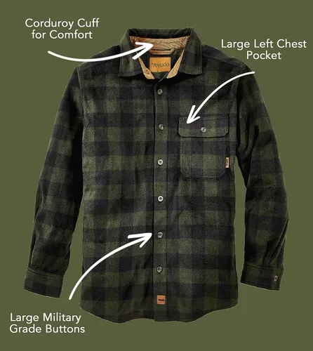 Vista 4 de Venado - Camisas de vellón con cuadros escoceses para hombre, suaves y pesadas