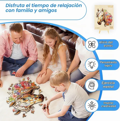 Vista 6 de Rompecabezas de madera para adultos, 9.8 × 8.9 pulgadas, 100 piezas de rompecabezas de madera de caballo para adultos