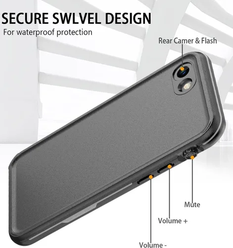Vista 2 de Funda impermeable para iPhone SE, protector de pantalla integrado totalmente sellado, a prueba de golpes, a prueba de nieve, funda protectora