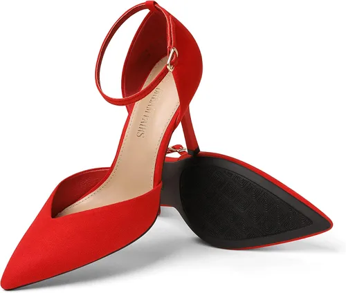 Vista 4 de DREAM PAIRS Zapatos de tacón alto para mujer, con tiras cerradas, correa en el tobillo, puntera puntiaguda, tacón D'Orsay para boda, fiesta, zapatos