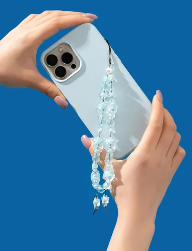 Vista 6 de Correa de muñeca para celular, bonita cadena para teléfono, cordón para teléfono, cadena con cuentas de arcilla, accesorios para teléfono, lindas
