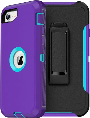 Vista 11 de MXX Funda diseñada para iPhone SE 2020/SE 2022, funda protectora resistente con protector de pantalla [3 capas] cubierta de protección de goma