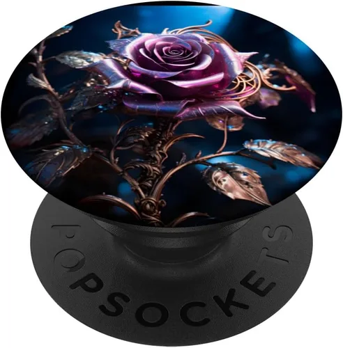 Vista 6 de Gothic Metallurgic Rose Design 1 PopSockets MagSafe PopGrip for iPhone