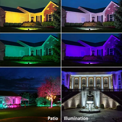 Vista 5 de MELPO - Proyector LED impermeable de 15 W con control remoto y 3 enchufes, RGB, blanco frío y cálido