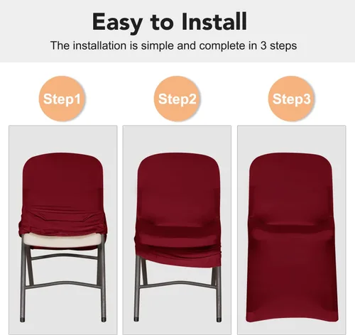 Vista 6 de Obstal 10 fundas elásticas de elastano para sillas plegables de fiesta, fundas universales para sillas ajustables, protectores para bodas