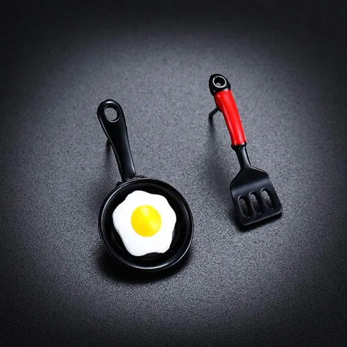 Vista 2 de Funny Fried Egg Pan Shovel Women's Asymmetric Stud Earrings Ear Jewelry Gift