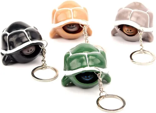 Vista 4 de 2 piezas de llavero de tortuga, juguete elástico de silicona para aliviar el estrés y la ansiedad, juguete para Halloween, abril, tontos, fiesta