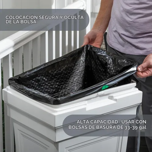 Vista 3 de Step2 Atherton Contenedor Grande de Basura, Bote de Basura para Interior/Exterior con Tapa, Resistente a la Intemperie, Fabricado con Plástico