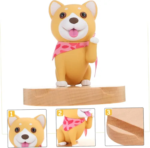 Vista 2 de ULTECHNOVO Diseño animal lindo del soporte del teléfono del material de madera natural para el soporte del teléfono móvil del escritorio