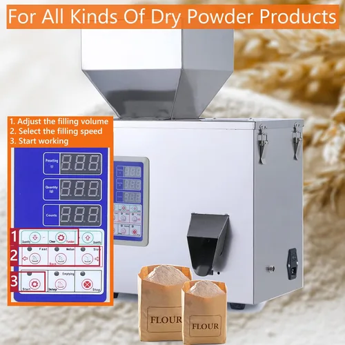 Vista 4 de Máquina de llenado de polvo, máquina de llenado de partículas, dispensador automático de partículas de polvo para purpurina de harina