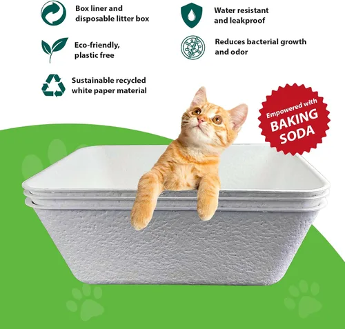 Vista 2 de ANGELYCIA Cajas de arena desechables para gatos, efecto de bicarbonato de sodio y máximo control de olores, 17.1 pulgadas de largo, 12.6 pulgadas