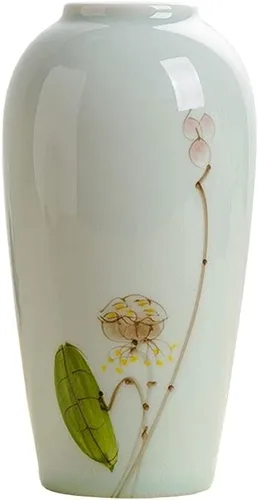 Vista 5 de Decorative Vase Chinese Style White Ceramic Vase Home Restaurant Coffee Table Office Desktop Decoration Vase Retro Hand-Painted Vase Gift Vase