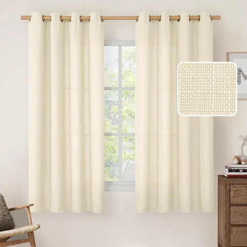Vista 38 de LAMIT Cortinas de Lino Blancas Semitransparentes para Dormitorio, Paneles Filtrantes de Luz, Cortinas de Lino con Ojales de Protección de Privacidad