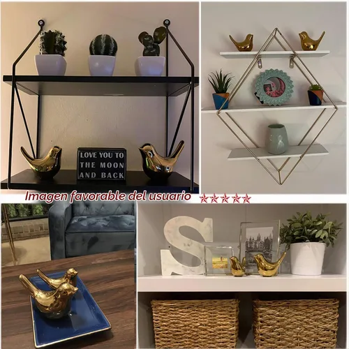 Vista 7 de FANTESTICRYAN Estatuas de pájaros pequeños, decoración dorada para el hogar, estilo moderno, adornos decorativos para sala de estar, dormitorio